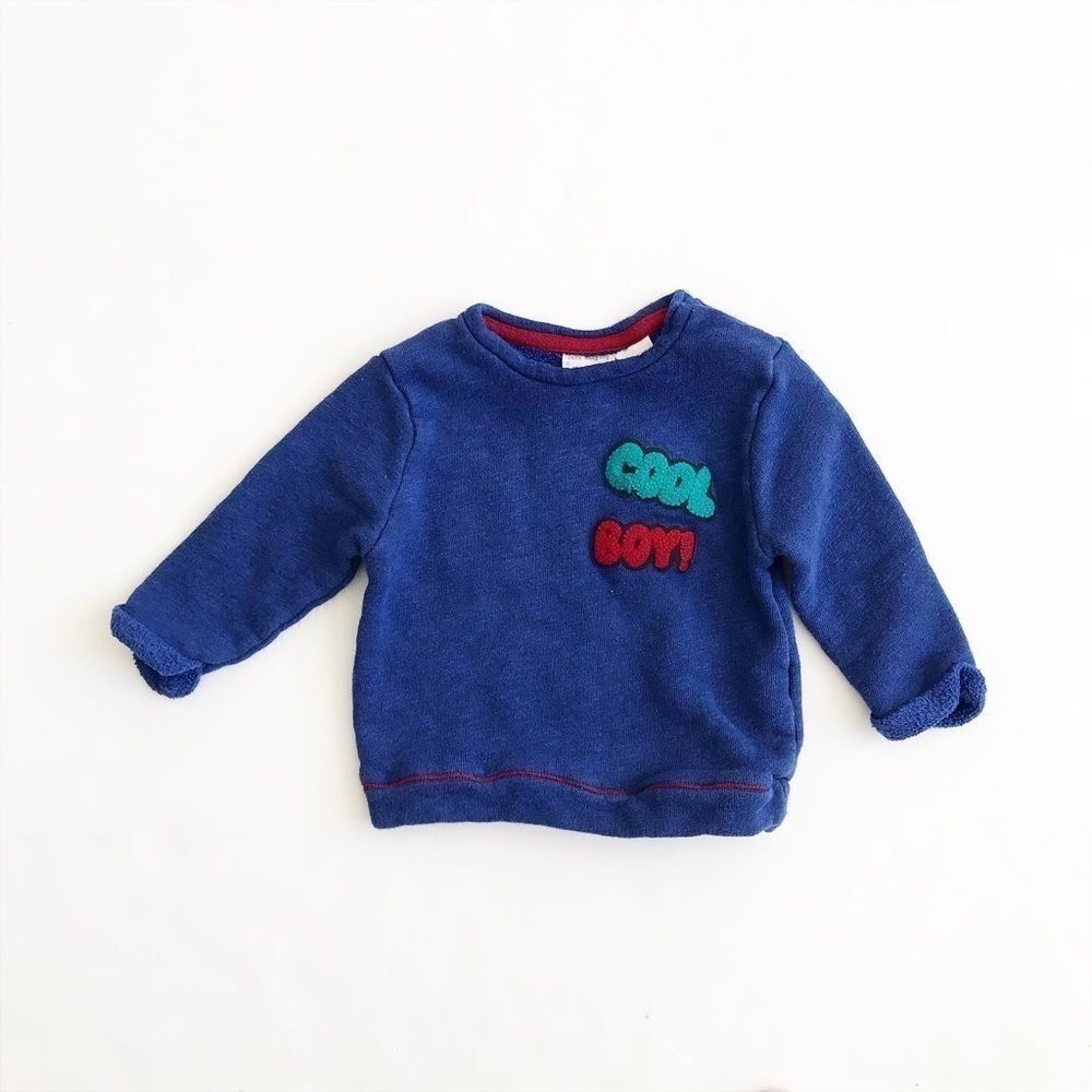Zara blue cool boy sweatshirt EUC 6-9 months